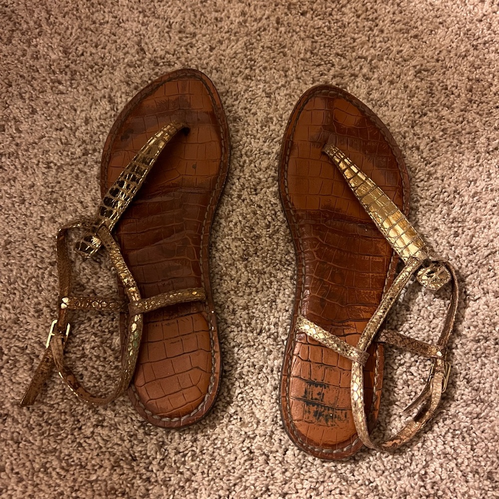Sam Edelman Gold Crocodile Sandals